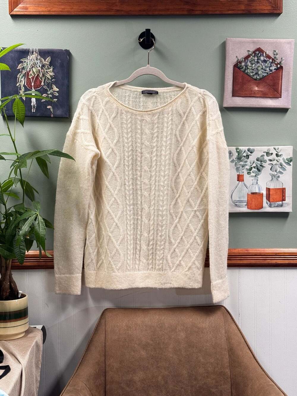 Tommy Hilfiger Women's Cream Cable Knit Pullover Sweater